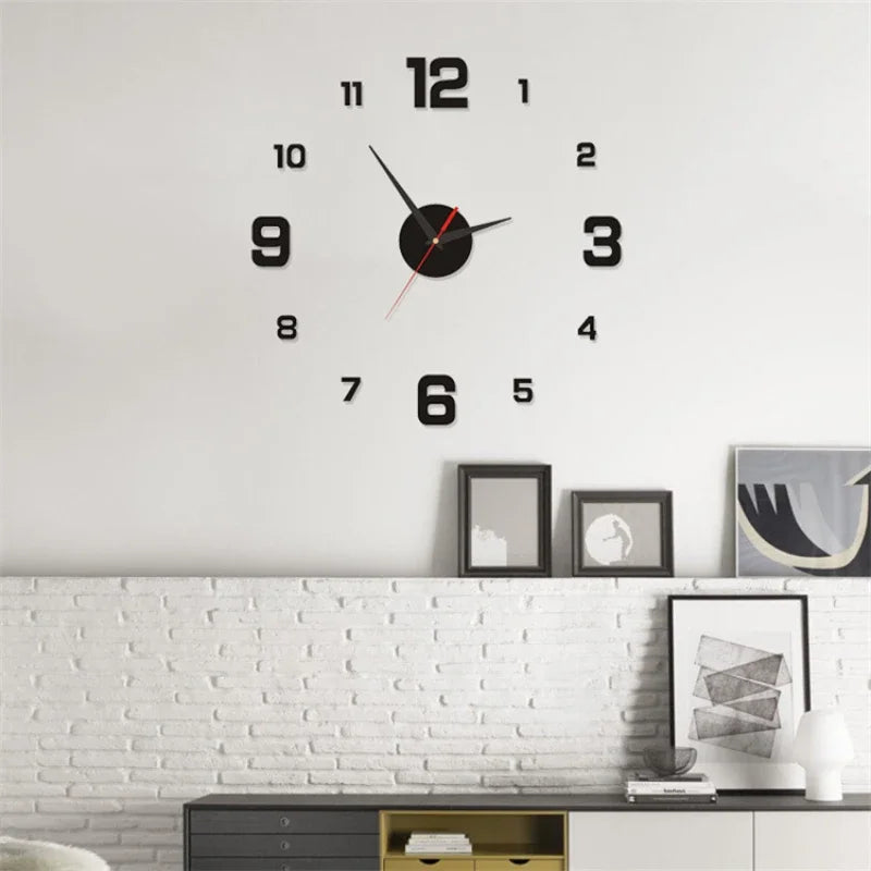 3D Luminous Wall Clock - Frameless Acrylic DIY Digital Clock Wall Stickers - Mute Clock for Living Room, Bedroom, Office Wall Decor