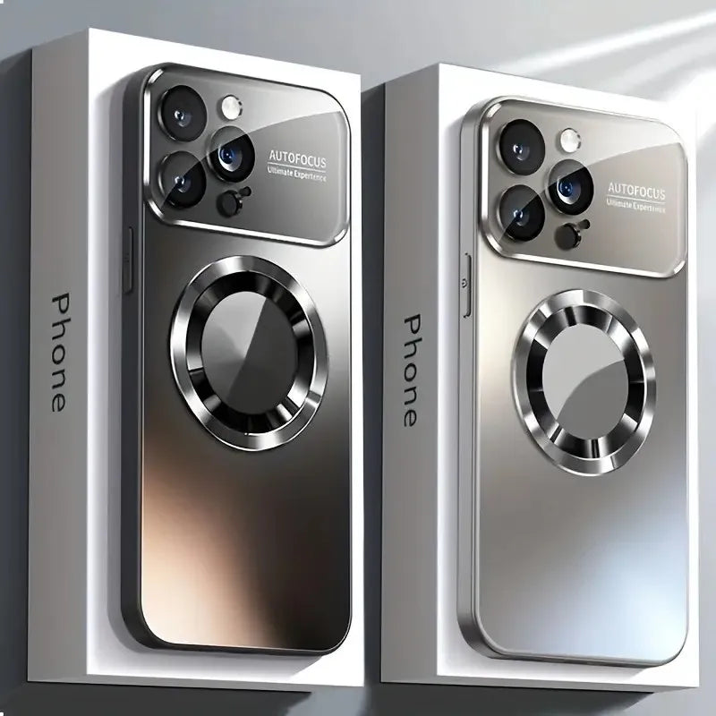 Titanium Metallic Matte iPhone Case - Luxury MagSafe Cover with Camera & Lens Protection for iPhone 12-17 Pro Max & Plus