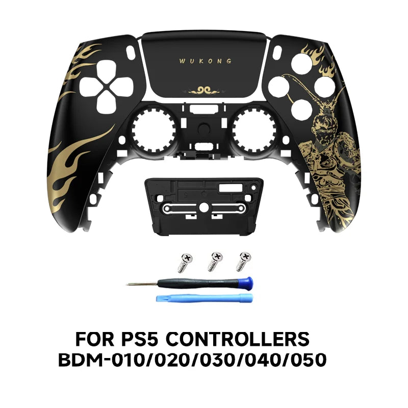 PS5 Controller Case — Limited Edition Gold Wukong Touchpad Front & Backplate Replacement Cover for BDM-010 Gamepad