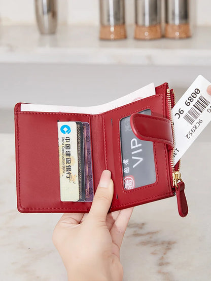 2024 New Minimalist Women’s Wallet — High-Quality PU Leather Short Coin Purse, Fashionable Double-Fold Zero Wallet Holder