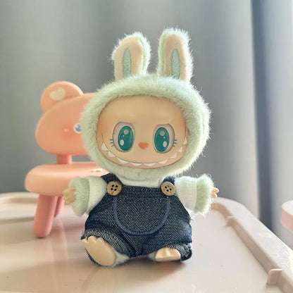 17cm Labubu Doll Clothes — Mini Outfit Accessories for K-Pop EXO I & II Dolls | Sitting Party Overalls Gift