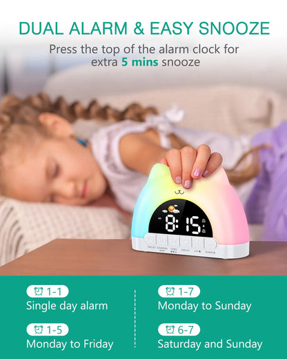 ORIA Kids Alarm Clock with 11-Color Night Light & Child Lock — Sleep Training Wake Up Clock for Boys & Girls Gift