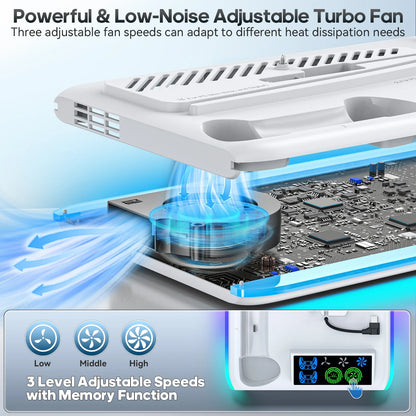 PS5/PS5 Slim/PS5 Pro Stand – Cooling Stand with Headphone Hook, Controller Charging Station & 3-Level Cooling Fan