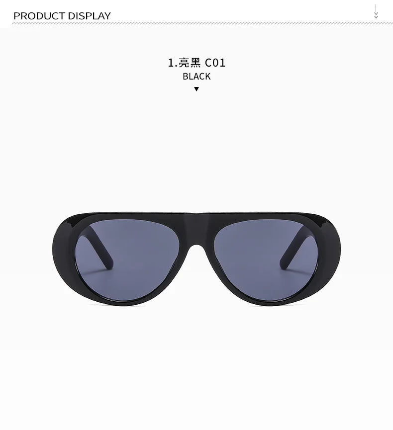 Fashion Retro Oval Large Frame Sunglasses — Minimalist Design UV-Resistant Eyewear for Women