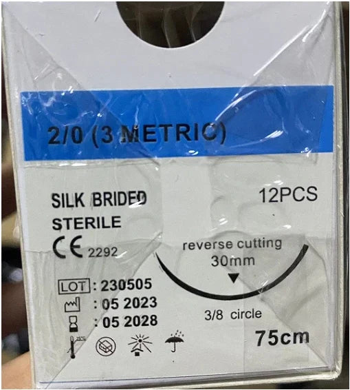 12PCS Absorbable Suture Thread for Pets – PGA 910, 75CM-90CM with Needle, 2/0-5/0 for Dog Suture Training