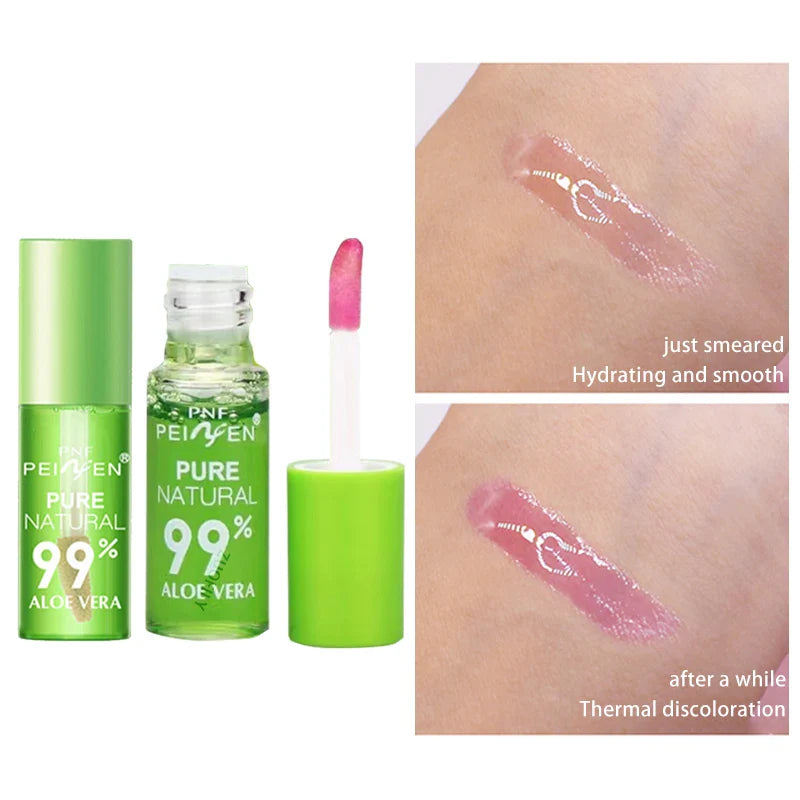 Natural Aloe Essence Lip Gloss – Moisturizing, Color-Changing, Waterproof & Long-Lasting Lip Care Lipstick