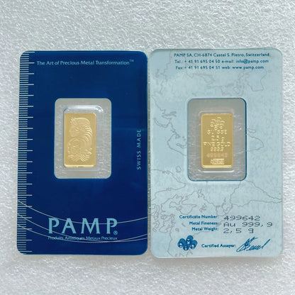 24K Gold Plated Copper Bar – 1g-100g Sealed Bullion Ingot, Non-Magnetic Golden Craft Gift