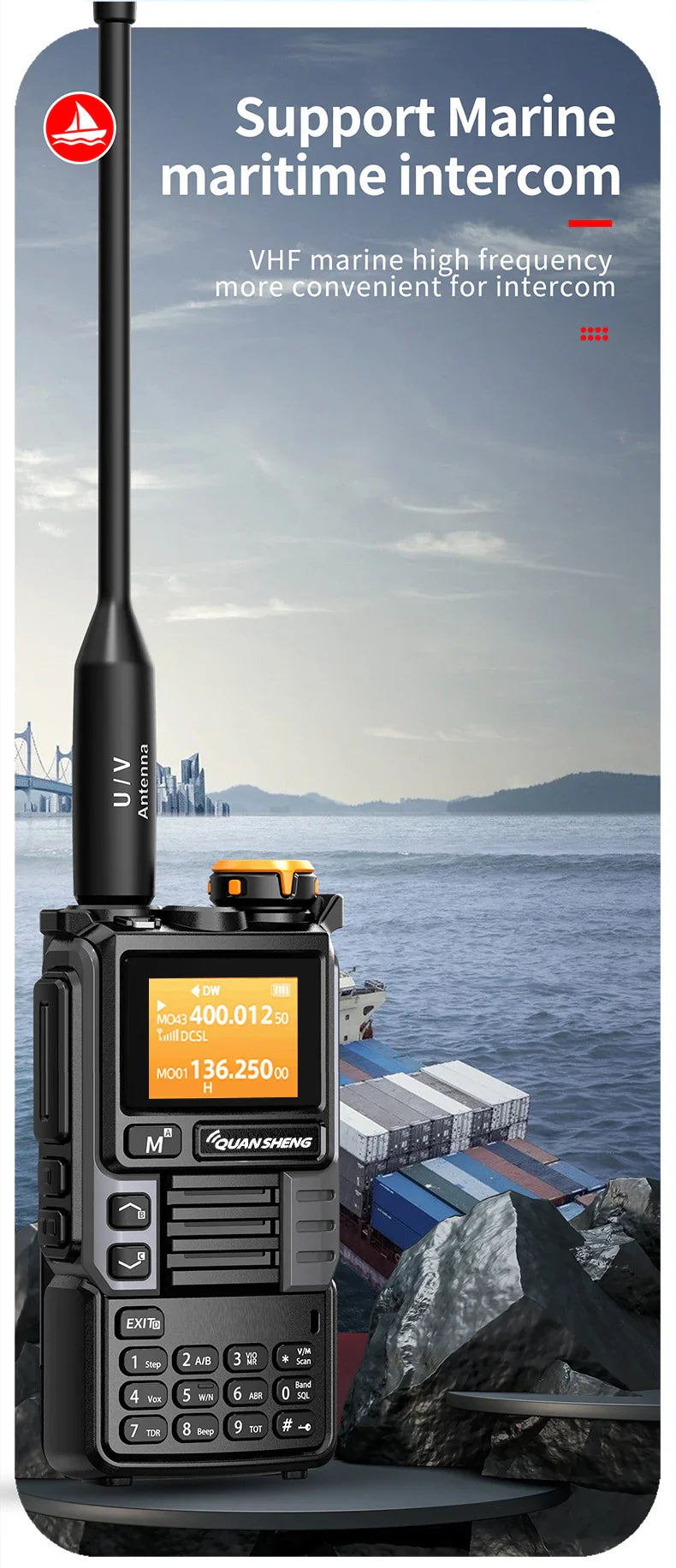 Quansheng UV-K6 Upgrade UV-K5 Interphone – 5W Air Band Radio, UHF/VHF, DTMF, FM Scrambler, NOAA Wireless Frequency with Type-C Charging