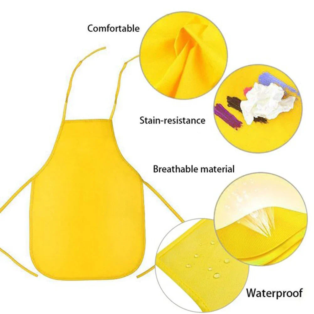 12pcs Kids Non-woven Fabric Apron - Class Craft Art Painting Children Apron, Disposable Safety Cleaning Apron, Student Drawing Bib