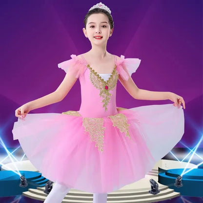 Girls Princess Ballet Tutu Dress - Elegant Stage Performance and Party Dance Costume