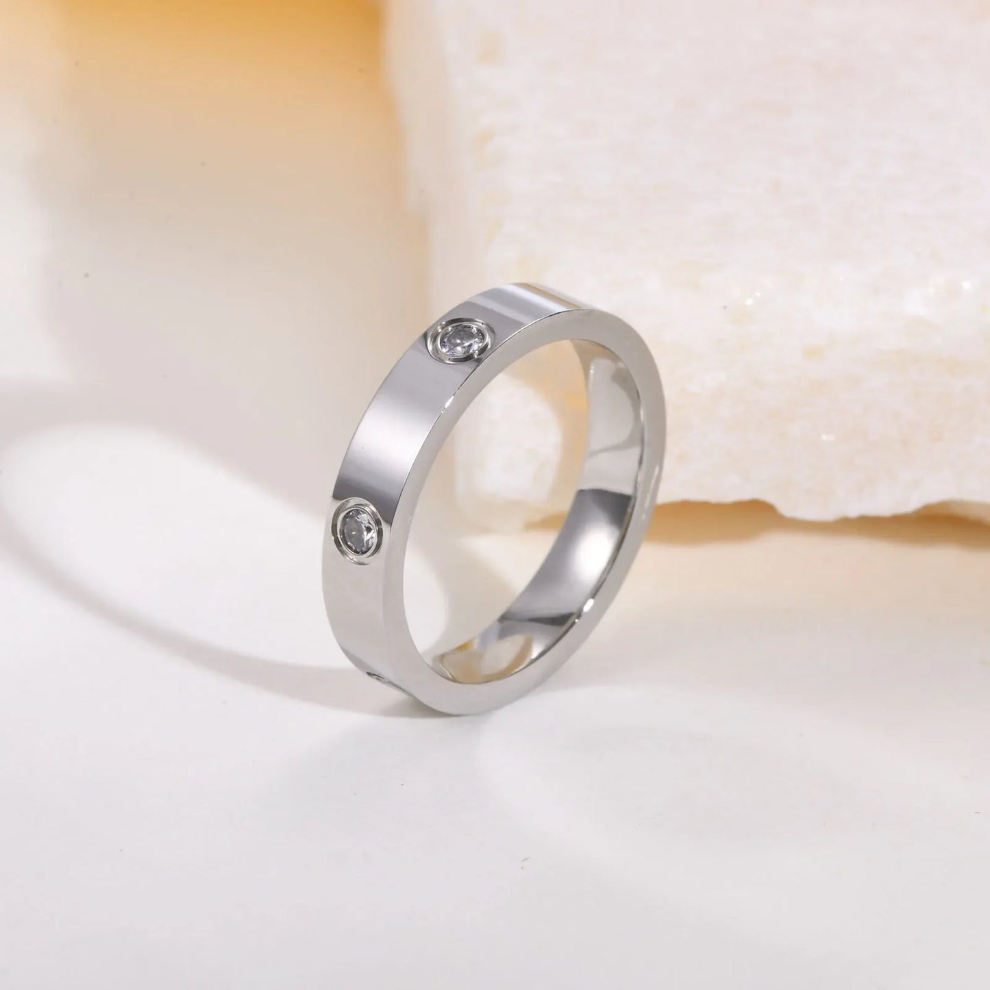 Gold-Plated Cubic Zirconia Love Ring — Promise & Wedding Band for Women