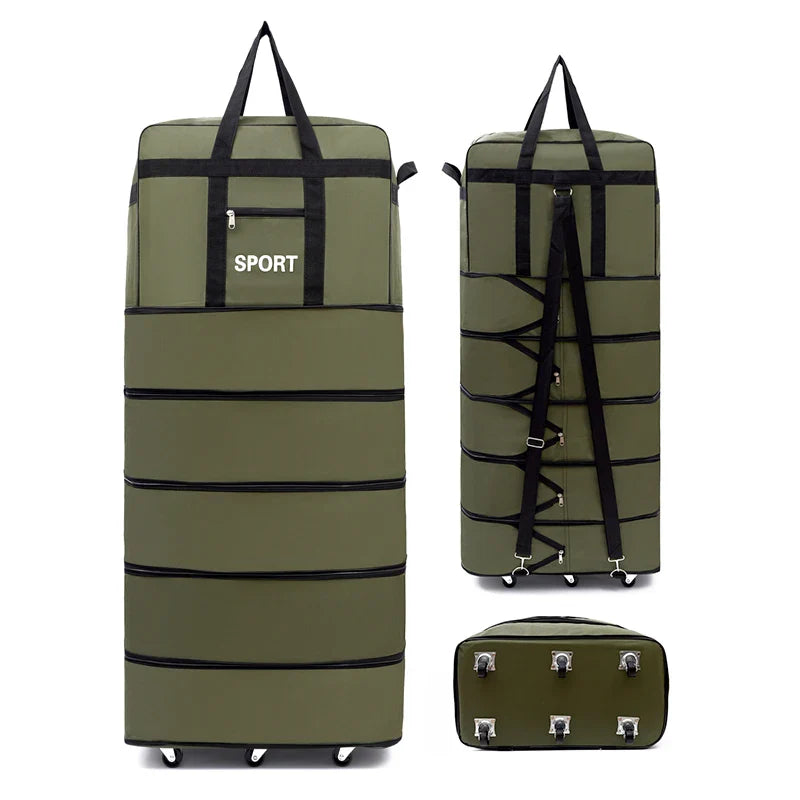 5-Layer Folding Wheeled Travel Bag – Large Capacity Waterproof Durable Luggage for Weekend Trips & Overnight Travel