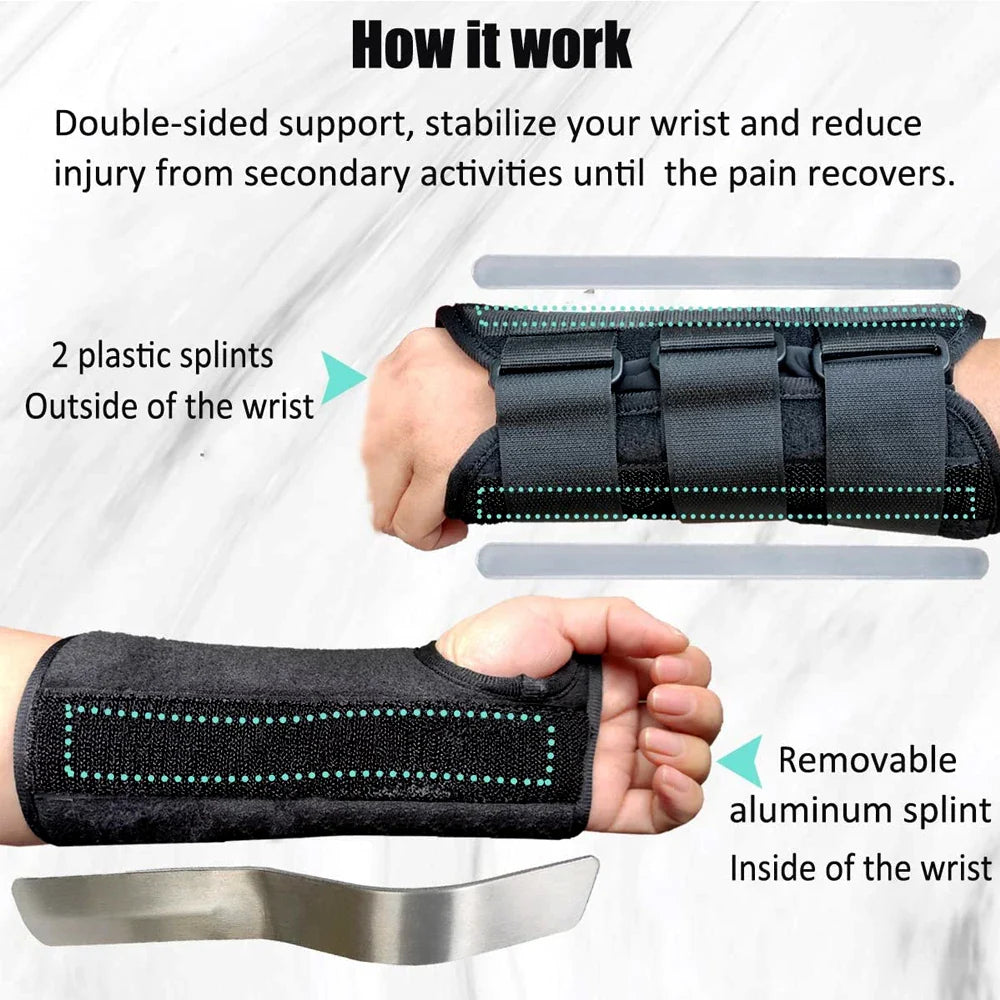 Adjustable Wrist Brace for Carpal Tunnel Relief — Night Support with Splints for Injury, Pain, Sprain, and Tendonitis