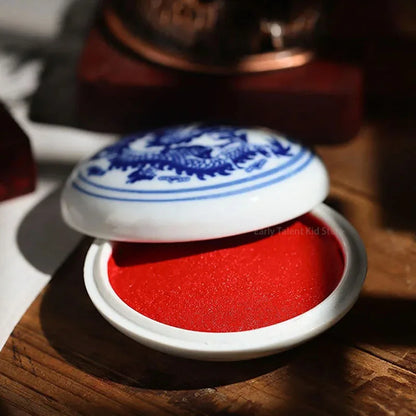 Authentic Chinese Calligraphy Inkpad – Red Cinnabar Seal Printing Mud in Ancient Style Ink Box