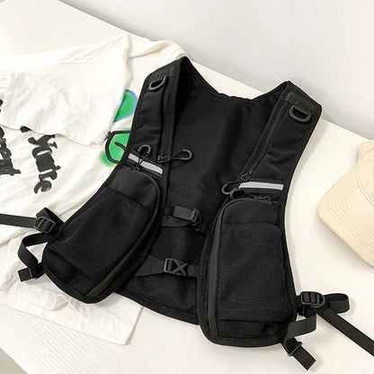 Hip-Hop Streetwear Chest Rig Bag for Men — Waterproof Tactical Vest Pack with Nylon Pockets for Fashion & Functional Storage