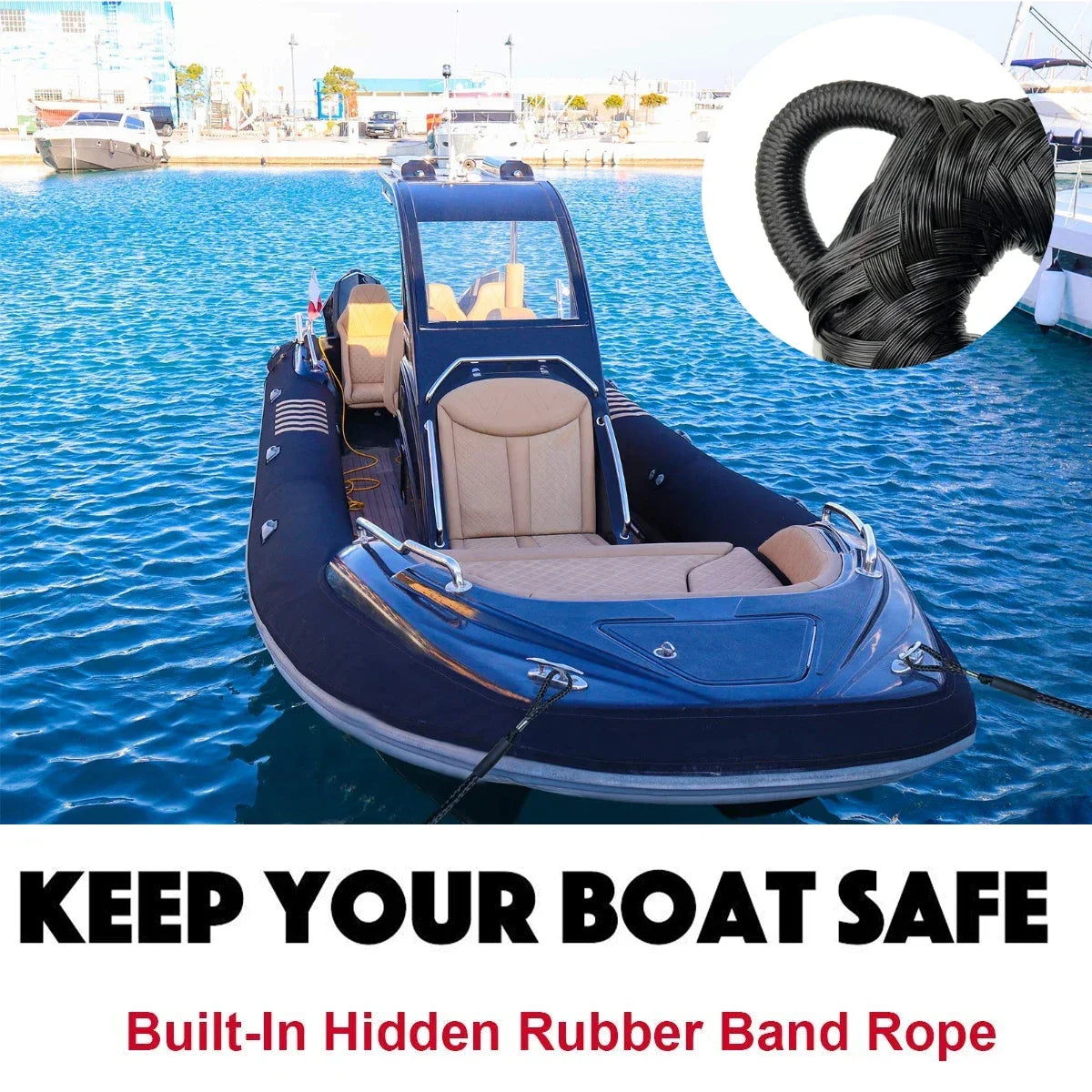 2/1PCS Dock Lines Elastic Marine Rope – Bungee Cords Shock Ties for Kayak & Boat Accessories
