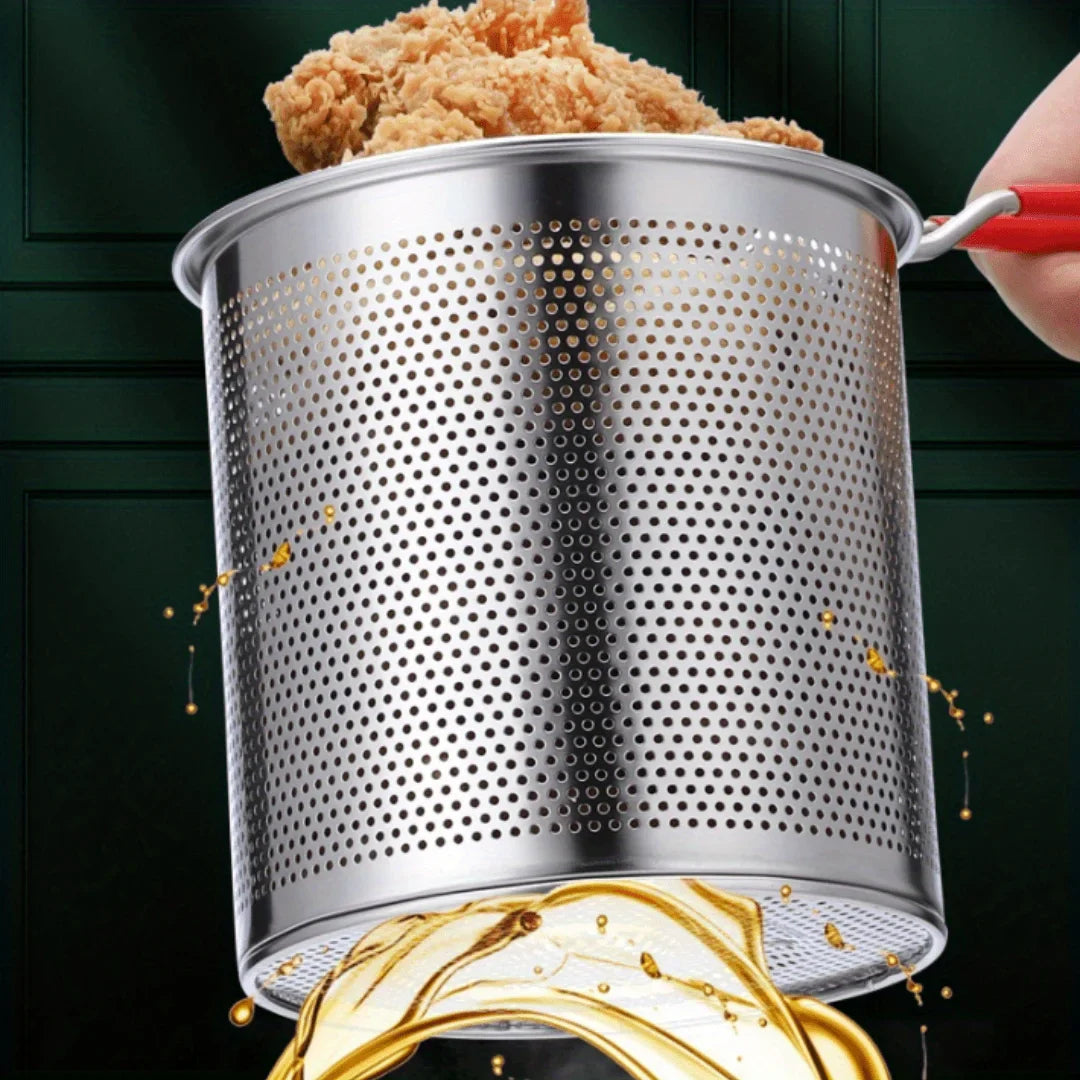Stainless Steel Fry Basket – Small Tempura & Deep Fry Pot for French Fries & Chicken