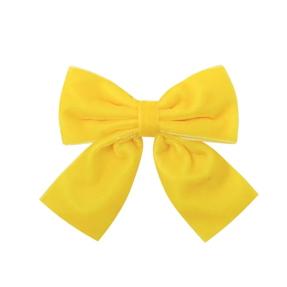 4.3-inch Velvet Bow Hair Clips for Girls – Handmade Barrettes in Black, White, Red, Pink, Blue, Yellow, Kids Hair Accessories
