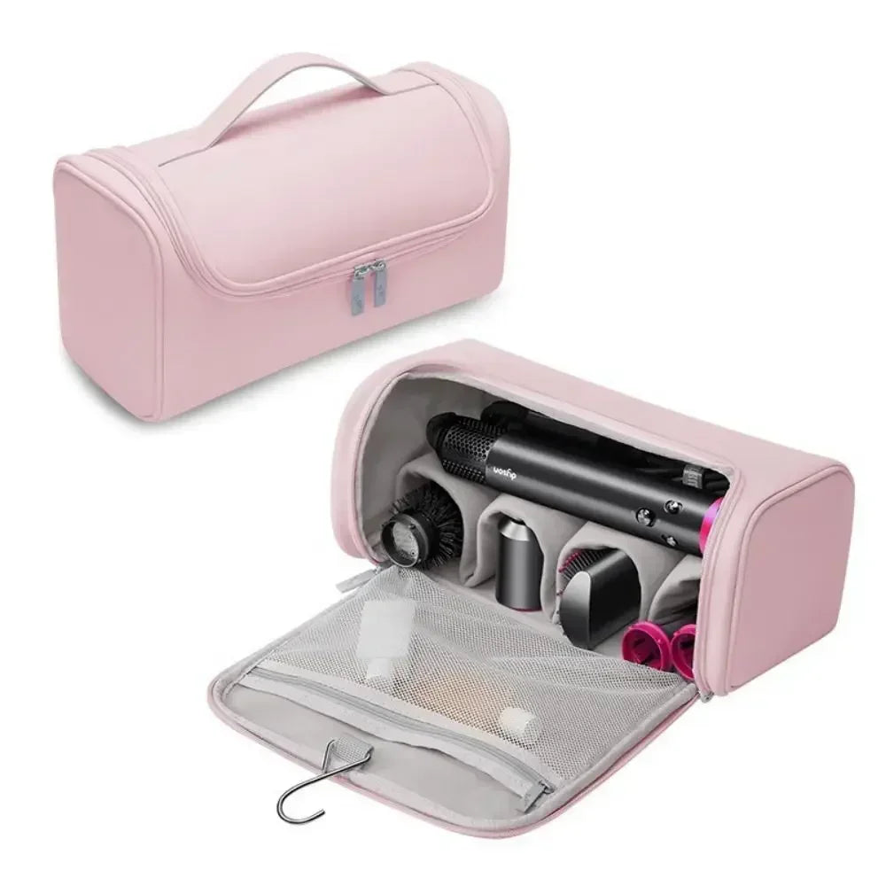 Portable Hair Dryer & Curling Iron Storage Bag – Waterproof, Large Capacity with Hideable Hanging Hook & Non-Slip Pouch