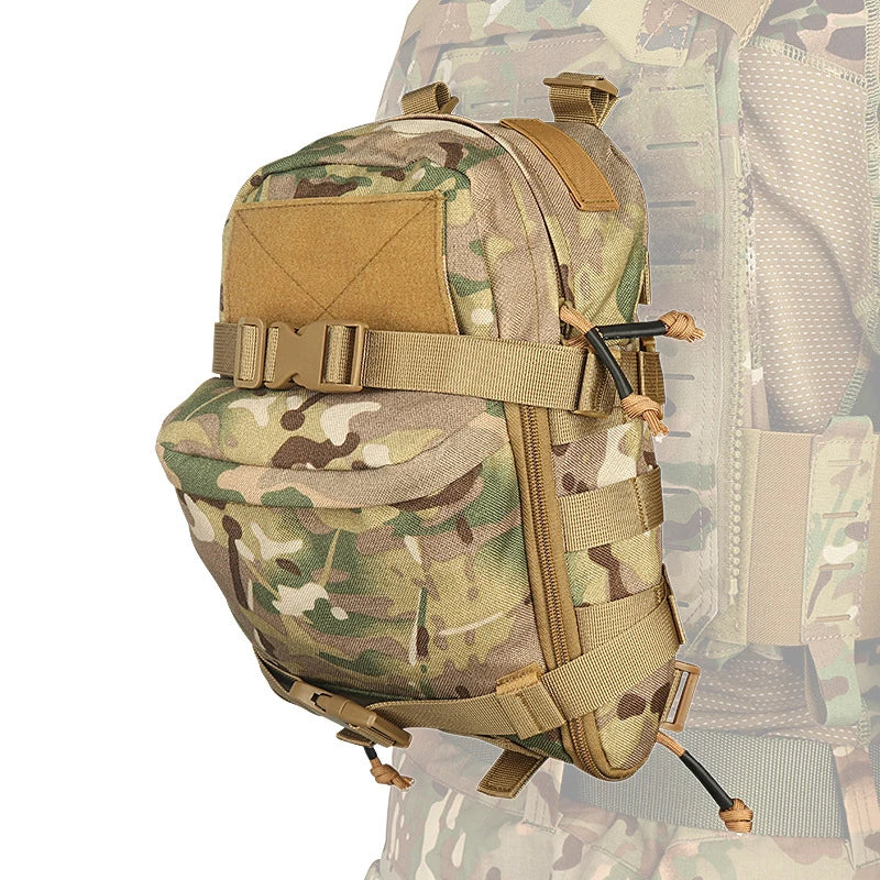 Mini Tactical Hydration Backpack - 1000D Nylon Outdoor Water Bladder Carrier with Zipper Pouch, Ideal for Hunting and Sports