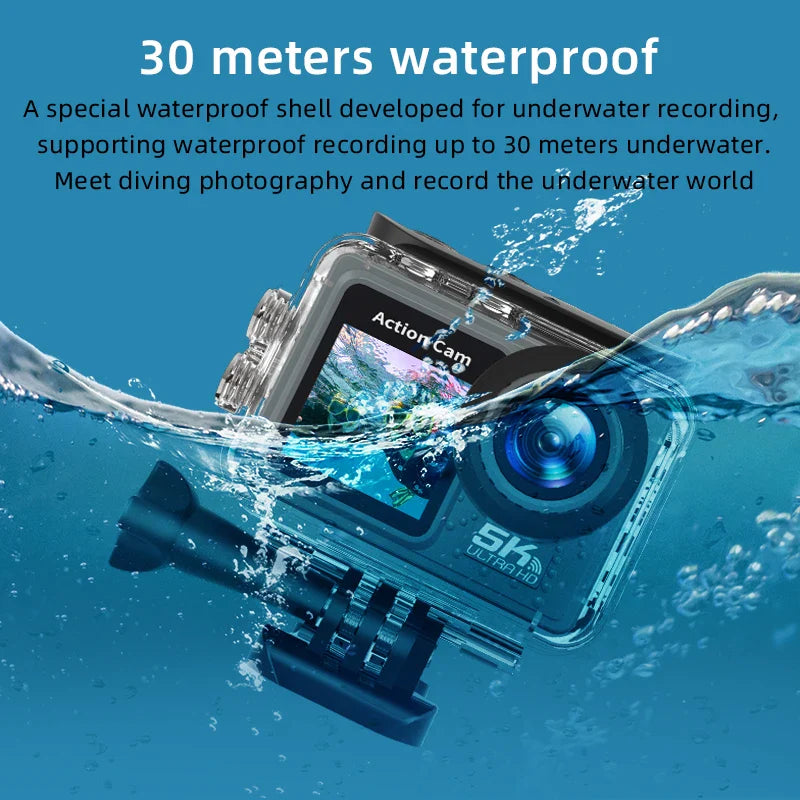 4K 5K Action Bicycle Camera with Electronic Stabilizer – WiFi Sport Helmet Video Recorder Compatible with GoPro