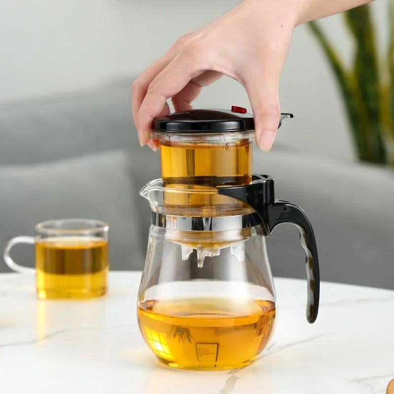 HMLOVE Heat-Resistant Glass Teapot – Puer Kettle Tea Infuser, Kung Fu Teaware Set, High Borosilicate Heatable Pot