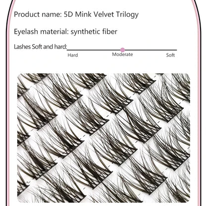 5D Mink Manga Lashes - Fluffy Individual & Natural False Eyelashes, Korean Makeup, Lazy Trilogy Cluster Lashes