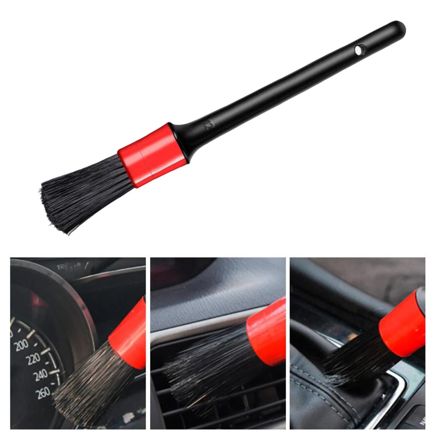 Car Cleaning Brush Kit - Automotive Detail Brushes Set for Interior Detailing and Wheel Rims - Plastic Brushes for Efficient Cleanliness