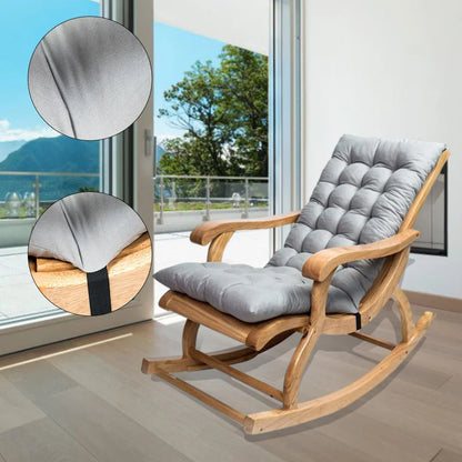 Outdoor Rocking Chair Cushion – Thick Quilted Suede Seat Pad with Pearl Cotton Filling, Soft Garden Chair Cushion with Ties