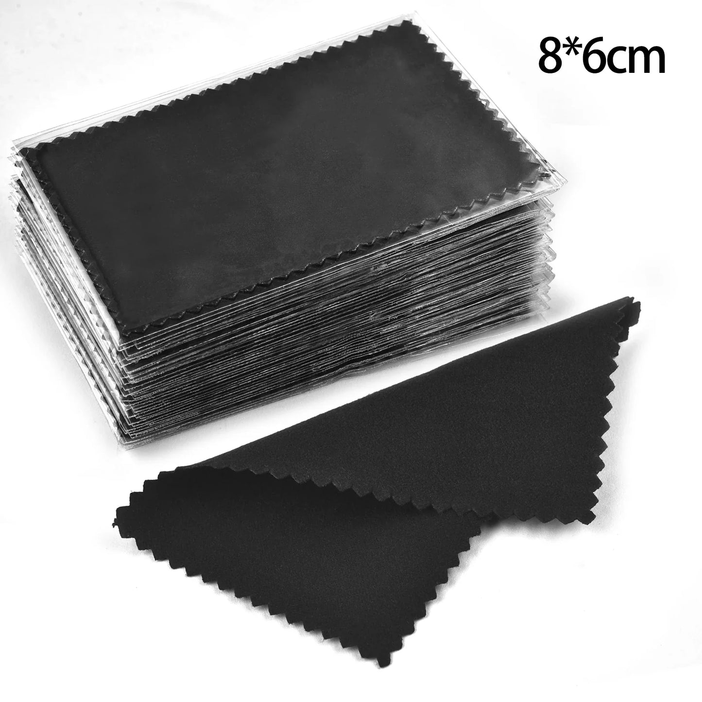 50pcs Silver Polishing Cloths 10x6.5cm & 8x8cm – Soft Cleaning Wipes for Necklaces, Rings & Jewelry Care