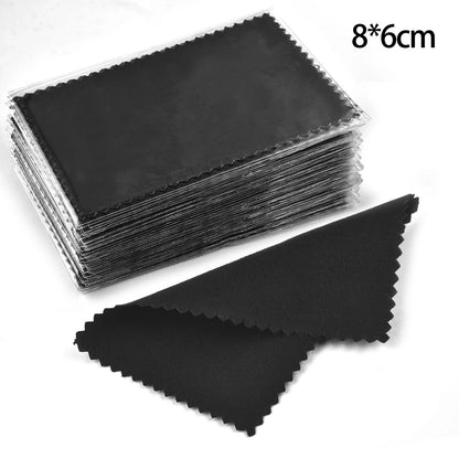 50pcs Silver Polishing Cloths – Soft Cleaning Wipes for Necklaces, Rings & Jewelry Care (10x6.5cm & 8x8cm)