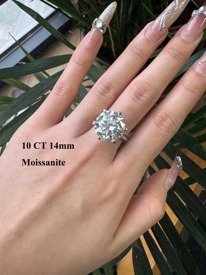 EWYA GRA Certified D Color Moissanite Solitaire Engagement Ring 0.5–10CT — 925 Sterling Silver Bridal Wedding Band for Women
