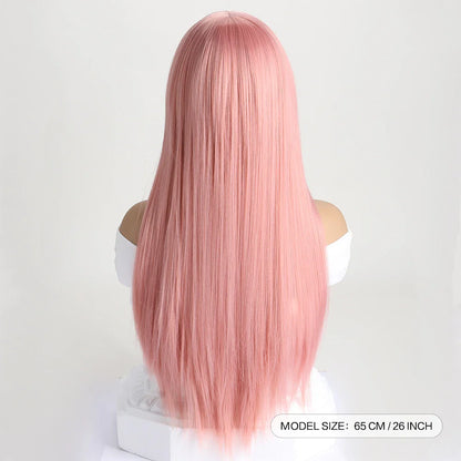 26" Long Straight Synthetic Wig – Fashion Color Wig for Women, Daily Wear, Halloween Costume, Party & Cosplay