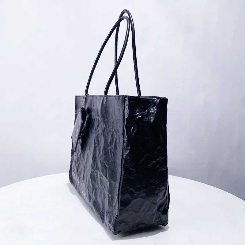 2025 Women’s Pleated Tote Bag – Luxury Vintage Oil-Wax Handbag, Large Capacity Shoulder Purse