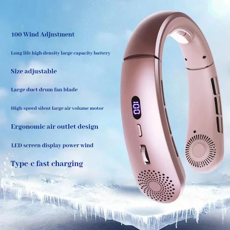 Wearable Neck Fan - 5-Speed Low Noise Hands-Free Cooling Fan for Indoor & Outdoor Sports