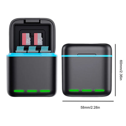 3 Channel Fast Battery Charger with Type C Cable - Charging Station for GoPro Hero 12/11/10/9 Camera Accessories