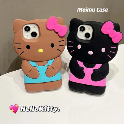 Sanrio Hello Kitty 3D Stereoscopic Phone Case | Silicone Soft Back Cover for iPhone 15/14/13/12/11 Pro Max, Mini, XR, XS, 7, 8 Plus | Y2K Style
