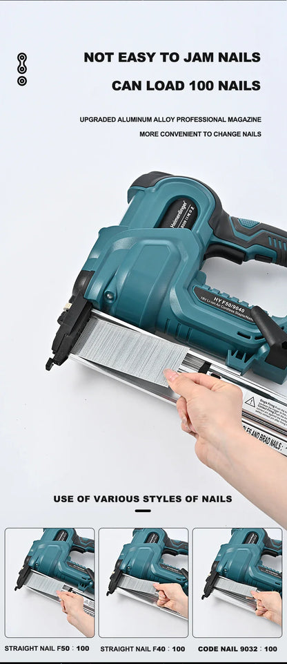 Cordless 18GA Nail & Staple Gun — 2-in-1 Nailer/Stapler, Makita Battery Compatible, 2 Modes, 500 Nails & Staples (Battery Not Included)