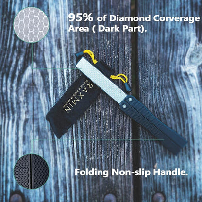 Double-Sided Diamond Knife Sharpener – Foldable Pocket Sharpening Stone for Fast, Professional Kitchen Blade Grinding