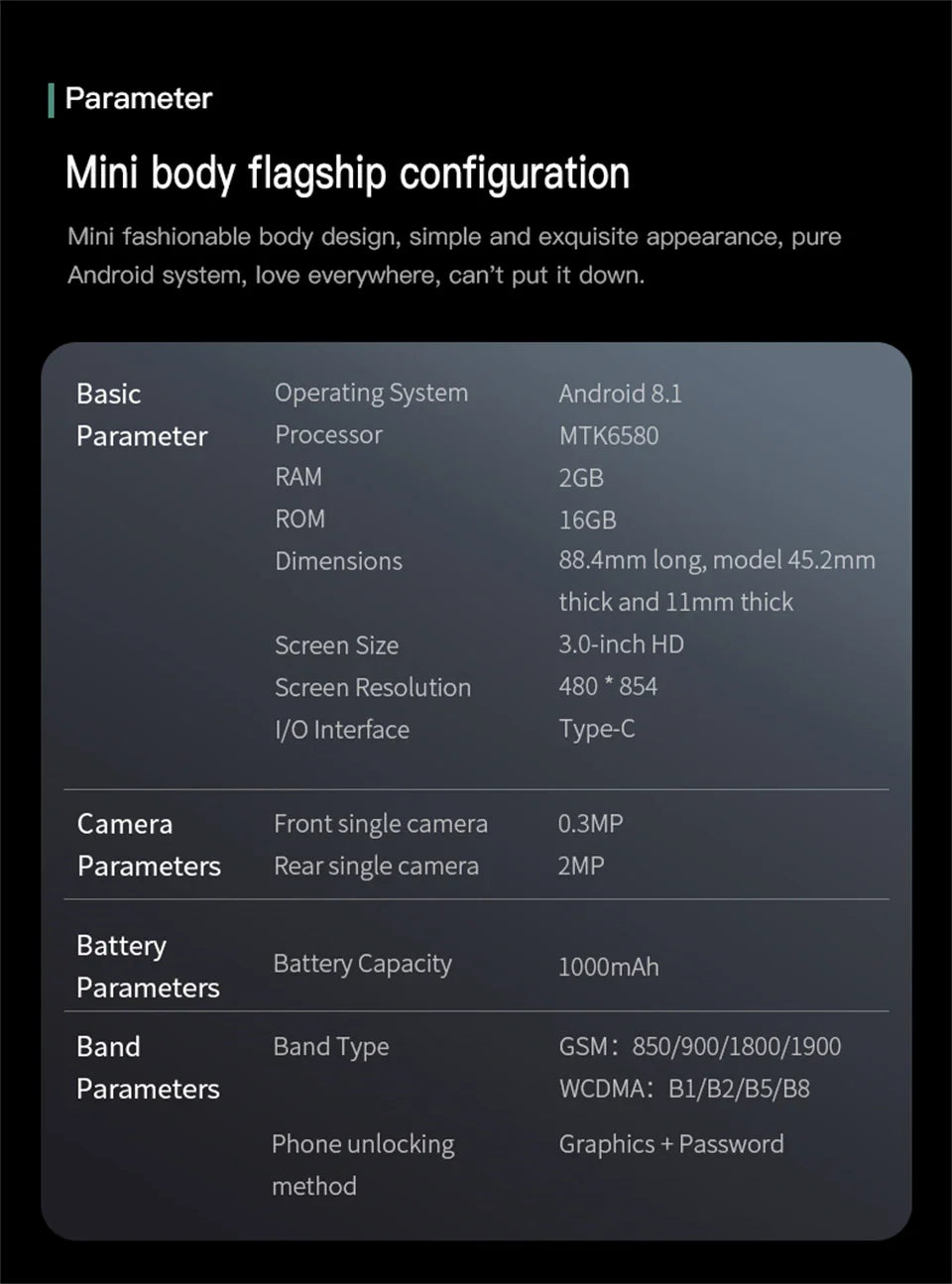 SOYES S23 Pro Mini Android Phone — 3.0" Display, 2GB RAM, 16GB ROM, Dual SIM, 1000mAh, 3G Compact Smartphone