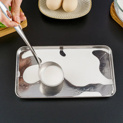 Rectangle Stainless Steel Buffet Tray – Metal Food Serving Plate for Rice, Noodles, & Home Dishes Storage Organizer