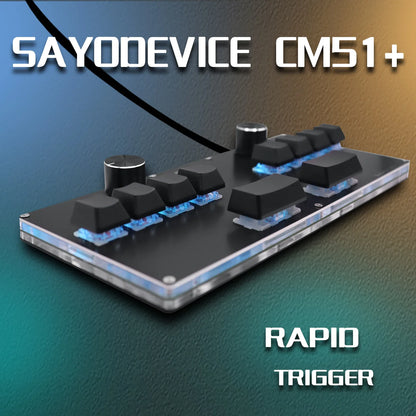 CM51 SayoDevice Rapid Trigger Gaming Keypad with Knob & Screen – Magnetic Switch Macro Keyboard for OSU, DJMAX & Shortcuts