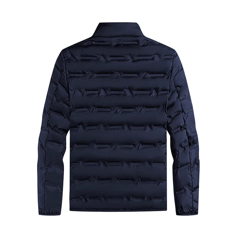 Graphene Self-Heating Down Jacket for Men – Solid Windproof, Pleated Stand Collar, Warm Winter Outerwear