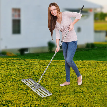 Professional Adjustable Lawn Rake – 50-180cm Handle, 180° Rotating Soil & Grass Leveling Tool for Perfect Turf 🌿