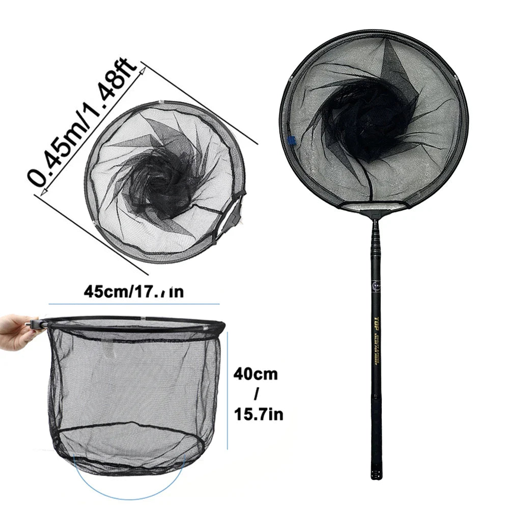 MBLN 328cm Ultralight Portable Landing Net – Carbon Handle & Aluminum Alloy Head, 414g Total Weight