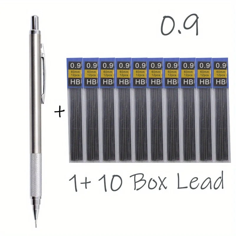 All-Metal Mechanical Pencil Set – 0.3–2.0mm Retractable Lead Pencils for Writing, Drawing & Sketching
