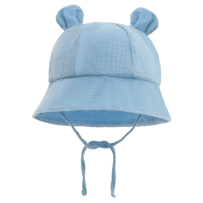 Muslin Cotton Baby Sun Hat – Soft Summer Panama Bucket Cap for Infants (3–12M) | Breathable Kids Sun Protection Hat for Boys & Girls