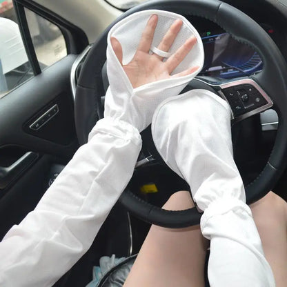 Women’s Large Ice Sleeve Gloves – Summer UV Protection Driving Arm Sleeves, Loose & Breathable
