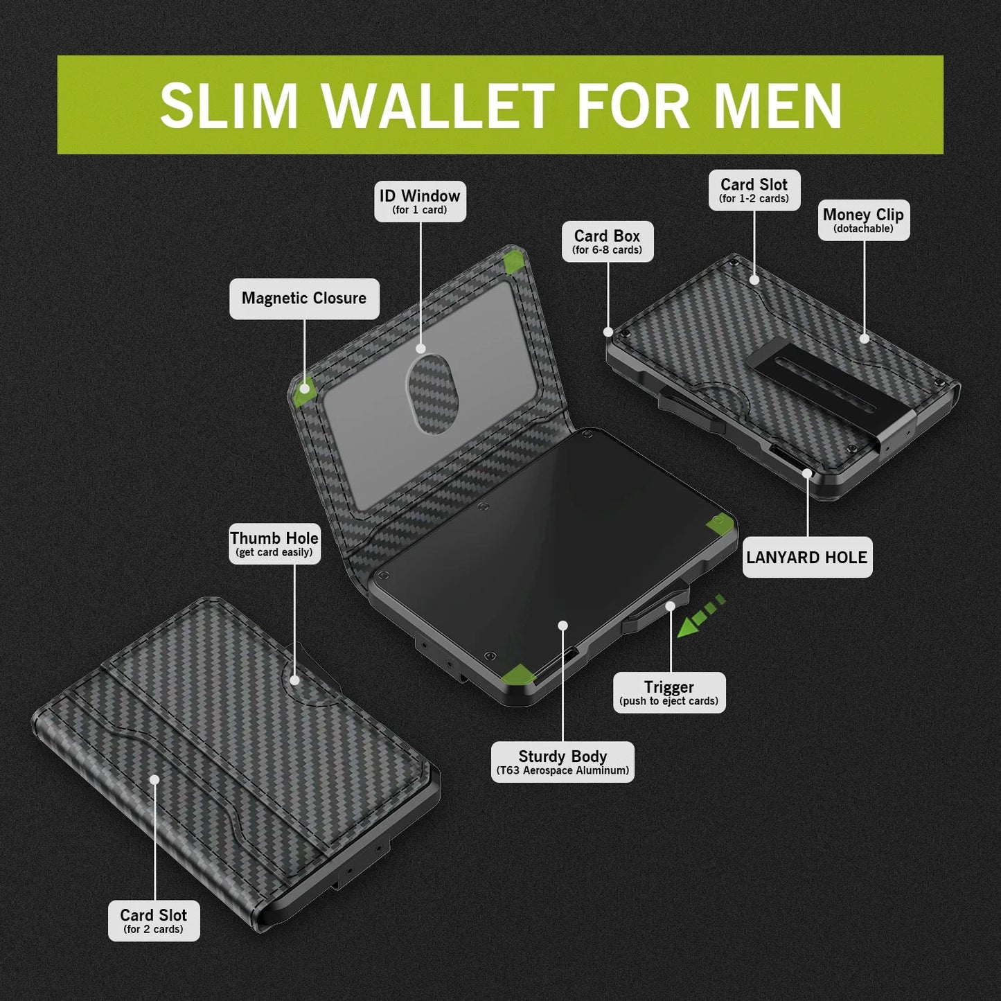 Men’s Slim Leather Wallet – RFID Blocking Bifold with Money Clip and Credit Card Slots