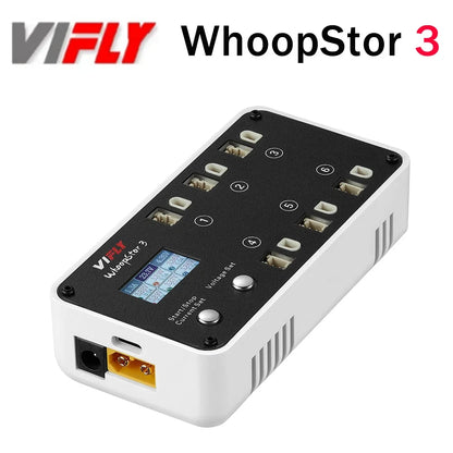 VIFLY WhoopStor 3 V3 6-Port 1S Lipo Battery Charger — Discharger & Storage for FPV TinyWhoop 4.2V/4.35V